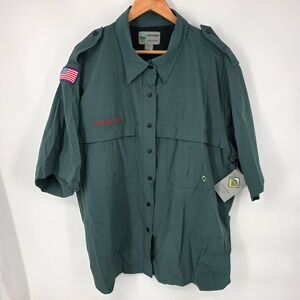 Venturing BSA Uniform Shirt Women 4X Green Short Sleeve Epaulette Button Up NWT
